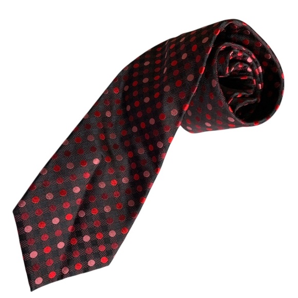 NWT Sean John Silk Tie Dots 100% Silk NEW with Tags Red Tie - Picture 1 of 7